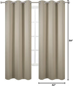 LEMOMO Beige Blackout Curtains/42 x 84 Inch/Set of 2 Panels Room Darkening Curtains for Bedroom