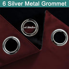 Yakamok 84 Inch Long 100% Blackout Curtains for Bedroom, 2 Thick Layers Thermal Insulated Grommet Total Blackout Drapes with Black Liner for Living Room(42Wx84L,Burgundy Red, 2 Panels)