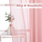 NICETOWN Coral Sheer Curtains L63 inches - Grommet Lightweight Gauzy Textured Sheer Panels Window Treatment for Girl/Daughter's Bedroom (W54 x L63, Coral, 2 PCs)
