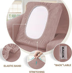 WEERRW Velvet Stretch Chair Sofa Slipcover - 2 Pieces Luxury Soft Velvet Plush Couch Cover Furniture Protector with Elastic Bottom for Pets, Machine Washable, Pink, Small