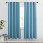 NICETOWN Blackout Teal Blue Living Room Curtains - Grommet Solid Thermal Insulated Sound Reducing Room Darkening Privacy Doorway Curtains for Bedroom (2 Panels, W52 x L78)