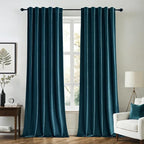 MIULEE Blue Velvet Curtains 84 inches 2 Panels - Luxury Room Darkening Curtains for Bedroom Living Room Thermal Insulated Super Soft Window Drapes Rod Pocket & Back Tab, Peacock Blue