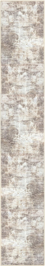 IOHOUZE Abstract Runner Rug 3x18 Ft Extra Long Washable Runners for Hallways, Non Slip Kitchen Runner Printed Faux Wool Entryway Runner Indoor, Modern Abstract Floor Carpet for Hall Stair, Beige Brown