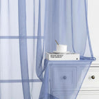 Chyhomenyc Sheer Curtains 108 Inch Length 2 Panels Set - Extra Long Light Filtering Solid Voile Window Drapes for Living Room Bedroom, 42Wx108L, 9FT Length, Denim Blue