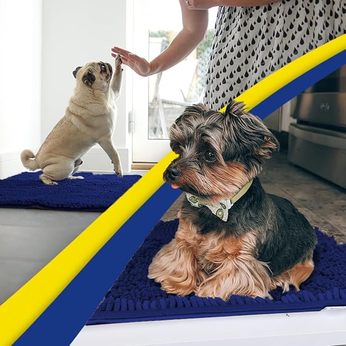 Muddy Mat® | Super Absorbent Door Mat Indoor, Microfiber Quick Dry Chenille Entryway Rug, Non-Slip Front Door Mat, Indoor Mats for Entryway, Machine Washable Pet Rug, Navy Blue 24"x72"