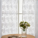YJ YANJUN Vintage Lace Curtains 24 inch Length Victorian Floral Patterns Boho Cafe Half Curtains for Small Windows Basement Kitchen Bathroom 2 Panels 26" x 24" White