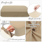 Newwiee 8Pcs Patio Cushion Covers Stretch Outdoor Cushion Cover Replacement for Patio Furniture Sofa Couch Slipcovers, Soft Flexibility Washable Furniture Protector(Waterproof Pure,Khaki Yellow)