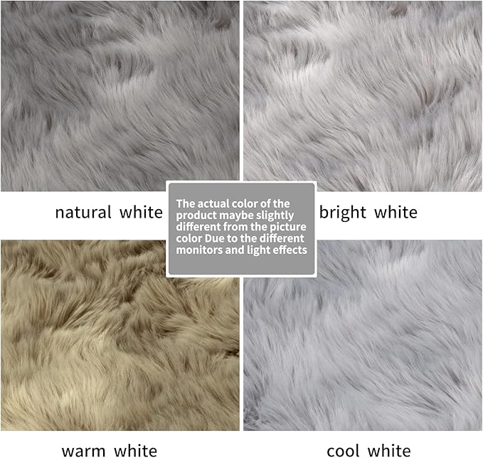 Faux Fur Rug Sofa Chairs Cover, Grey Small Rug for Bedroom, 2X3 Shaggy Furry Rugs for Kids Room, Shag Fluffy Rugs for Nursery Room, Soft Fuzzy Plush Carpet, Cute Floor Dorm Decor