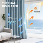 Joydeco Blackout Curtains for Bedroom - 63 Inch Long 100% Light Blocking 2 Panels Sky Blue Drapes, Thermal Insulated Room Darkening Curtains, Linen Textured for Living Room, Rod Pocket & Back Tabs
