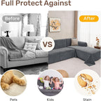 Sectional Couch Covers, 2 Pieces Washable L Shaped Couch Covers Sofa Blanket for Dogs Pet Friendly Sectional Sofa Slipcovers Furniture Covers,71"x 110"+ 71"x 118",(X-Large,Dark Gray)