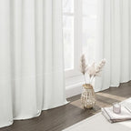 Extra Long Off White Curtain 108 inches Long 2 Panels Set for Living Room Back Tab Modern Farmhouse Coastal Decor Cotton Textured White Sheer Linen Curtains 108 inch Length for Large Window 9 FT