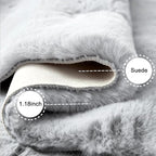 Ghouse Faux Rabbit Fur Round Rug 4ft Grey Round Rugs for Bedroom Decor Fluffy Area Rugs for Living Room, no-Shedding Carpet Sheepskin Washable Rug Rome Decor
