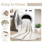 6x9 Area Rugs for Living Room: Washable Rug Vintage Large Rugs Soft Non Slip Low Pile Rug Floral Distressed Floor Carpet for Bedroom Kitchen Nursery Dining Room Home Office (Beige, 6'x9')