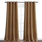NICETOWN Sleek Blackout Curtains 90 inches Length for Windows, Noise Reducing and Block Draft Panels for Door Doorway Laundry Office Luxury Decor Theme (2 Panels, Gold Brown, W55 x L90 -Inch)