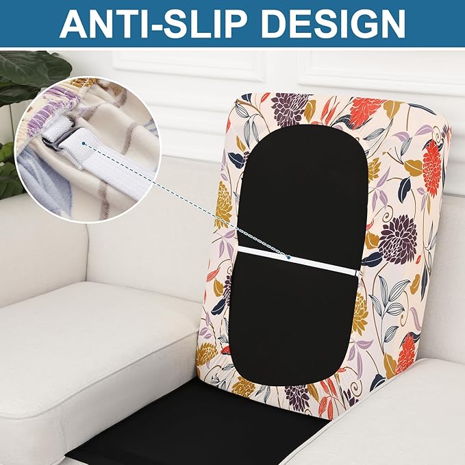 Smiry Printed Couch Cushion Covers, Stretch Soft Couch Covers for Sofa, Washable Non-Slip Sofa Slipcover Furniture Protector for Indoor and Outdoor (Large, Orange)