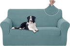 U-NICE HOME Oversized Stretch Loveseat Couch Cover Sofa Covers Washable Sofa Slipcover Furniture Protector for 2 Cushion Couch Sofa Pet Friendly, Light Blue
