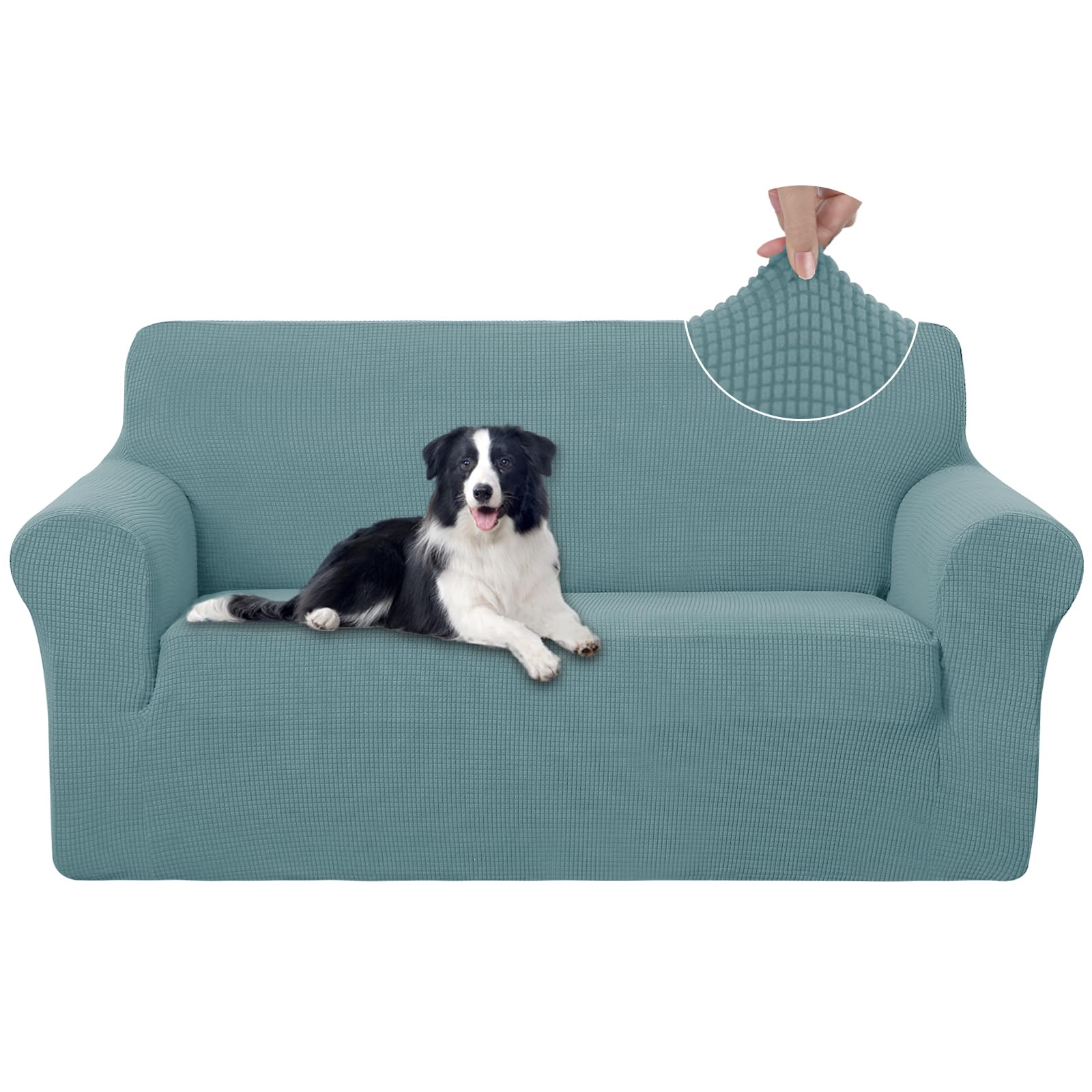 U-NICE HOME Oversized Stretch Loveseat Couch Cover, Light Blue