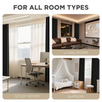 Joydeco Linen Blackout Curtains for Bedroom - 100% Light Blocking 1 Panels, Black Drapes 100" W x 84" L, Thermal Insulated Room Darkening Curtains for Living Room, Rod Pocket & Back Tabs