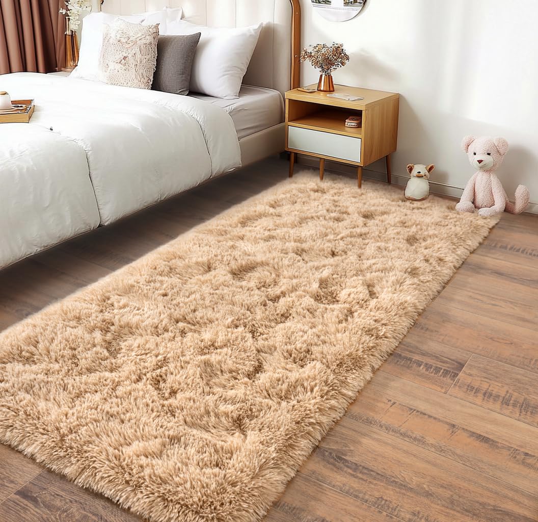 Pionblank Fluffy Runner Rugs for Bedroom 2x6, Camel
