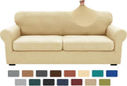 XINEAGE 2026 New 3 Pieces Couch Covers for 2 Extra Large Cushion Sofa Super Stretch Sofa Cover for 2 Large Seat Cushion Universal Loveseat Slip Cover for Living Room (Beige), 71"-91"(2 Cushions)