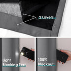 ChrisDowa 100% Blackout Curtains for Bedroom with Black Liner, 2 Thick Layers Total Blackout Thermal Insulated Grommet Window Curtains 2 Panels Set (Grey, 52 x 72 Inch)