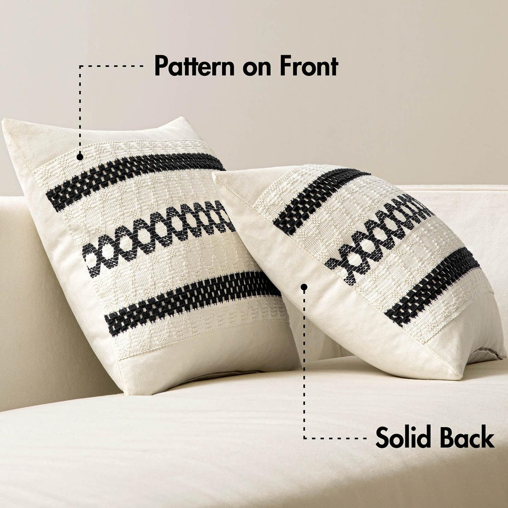 MIULEE Set of 2 Black Boho Decorative Pillow Covers 18x18 Inch