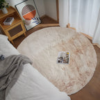 Ghouse Faux Rabbit Fur Round Rug 6ft Light Brown Beige Round Rugs for Bedroom Decor Fluffy Area Rugs for Living Room, no-Shedding Carpet Sheepskin Washable Rug Rome Decor