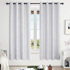 Deconovo Greyish White Curtains, Room Darkening Curtain, Thermal Insulated Soundproof Drapes, Silver Branch Print, 52 x 72 Inch Long, Grommet Window Panels for Living Room Bedroom Nursery, Set of 2