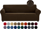 Joccun Stretch Couch Cover Slipcovers, 1-Piece Sofa Covers for 3 Cushion Couch Spandex Jacquard Washable Furniture Protector Cover for Living Room,Kids,Pets(Sofa,Seal Brown)