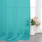 Chyhomenyc Turquoise Sheer Curtains 108 Inches Long - Light Filtering Voile Extra Long Panel Drapes for Floor to Ceiling Window, Elegant Soft Living Room Curtains, Each 42Wx108L Inch, 9FT, 2 Panels