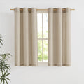 NICETOWN Angora Short Linen Curtains for Kitchen, Thick Flax Small Window Treatments Semi Sheer Privacy Assured with Light Through for Cafe/Bathroom, W42 x L48, 2 Panels