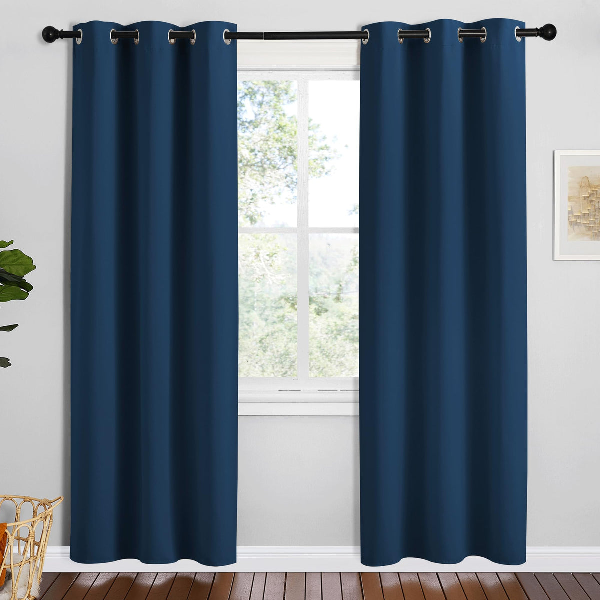 NICETOWN Navy Blackout Curtains for Kid's Room 42" Wide x 78" Long 2 Panels