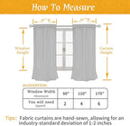 LAMIT Ivory White Linen Curtains 48 Inch Length for Bedroom, 2 Panels