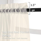 OVZME Cream Sheer Curtains 63 Inches Long 2 Panels - Soft Light Filtering Window Sheer Panels for Living Room/Bedroom, Top Dual Rod Pocket, 1 Pair, Each 42Wx63L Inches