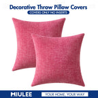 MIULEE Soft Chenille Throw Pillow Covers Hot Pink 18x18 Inch Pack of 2