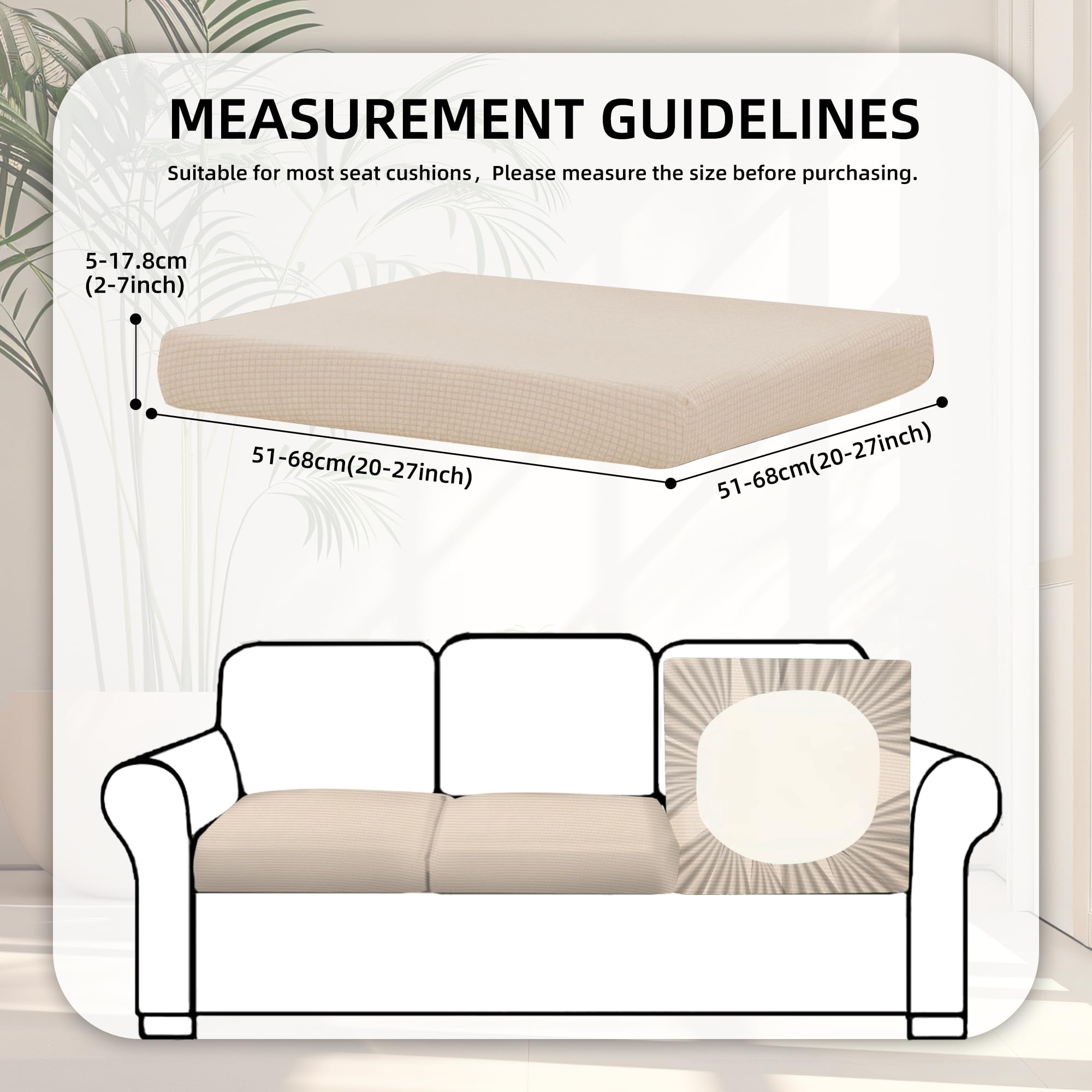 8 Piece Outdoor Cushion Covers, Patio Sofa Cushion Covers, Stretch Fit
