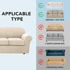 H.VERSAILTEX 4 Piece Stretch Couch Covers for 3 Cushion Couch Sofa Furniture Slipcovers Feature Upgraded Thicker Jacquard Fabric (Sofa, Natural)