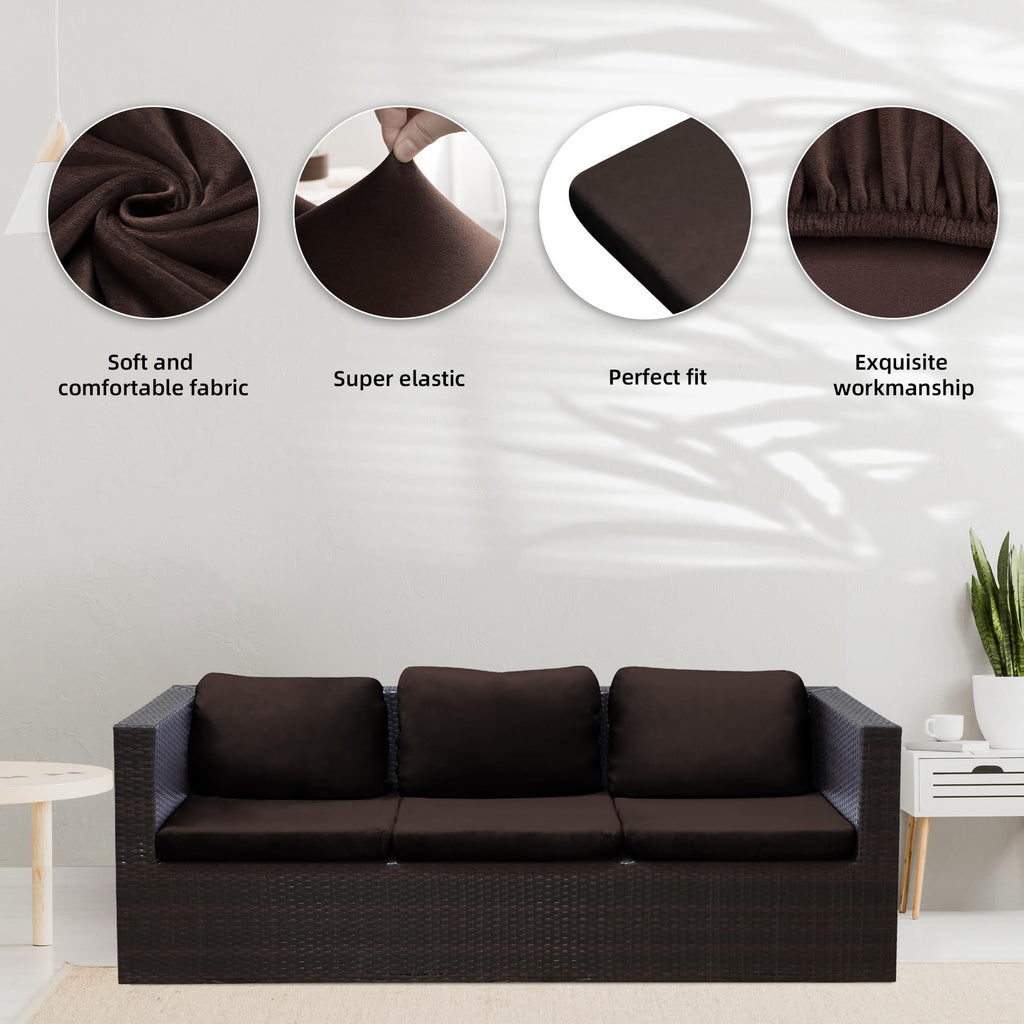 8 Piece Outdoor Cushion Covers, Patio Sofa Cushion Covers, Stretch Fit