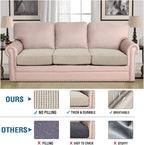 H.VERSAILTEX Super Stretch Individual Seat Cushion Covers - Sofa & Couch Cushion Slipcover Sets - Thick Jacquard Textured Twill Fabric (3 Piece, Island Fossi)