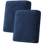 H.VERSAILTEX Velvet Stretch Couch Cushion Cover Plush Cushion Slipcover for Chair Loveseat Sofa Cushion Furniture Protector Seat Cushion Sofa Cover (2 Piece Medium Sofa Cushion Covers, Navy)