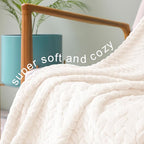 Exclusivo Mezcla Fleece Throw Blanket for Couch and Bed, 50x70 Inches Soft Cozy Jacquard Flannel Blankets, Lightweight Fuzzy Plush Warm Throws for Women, Off White