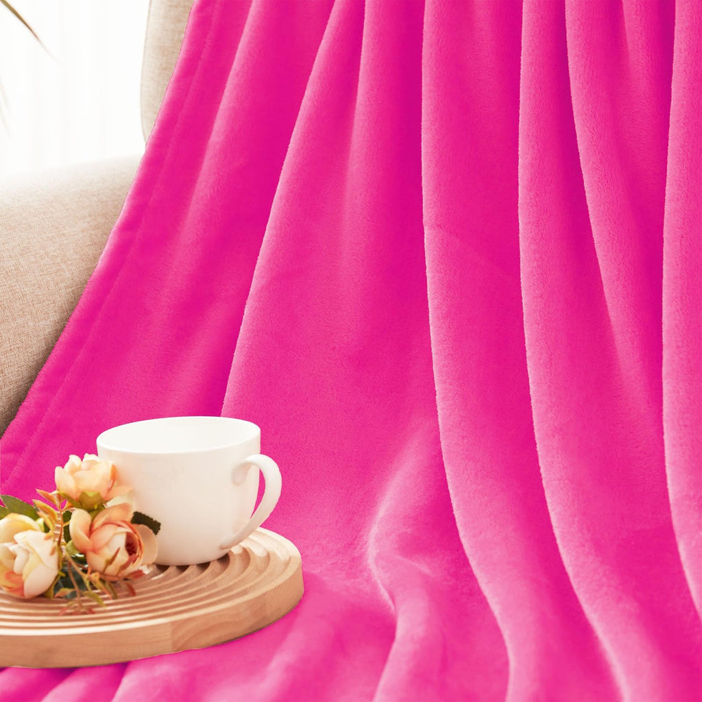 Exclusivo Mezcla Soft Fleece Blanket Queen Size for Bed, Hot Pink