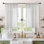 BGment Light Grey Linen Curtains for Kithchen Cafe Window 40 Inch Length - Rod Pocket Semi Sheer Drapes Light Filtering for Bathroom Bedroom Lightweight Rustic, 2 Panels Set, 42 X 40 Inch