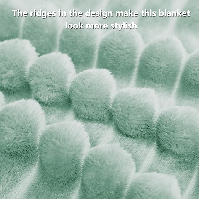 HIMEET Sage Green Throw Blanket for Couch, 300GSM Ribbed, 50 x 60 Inches