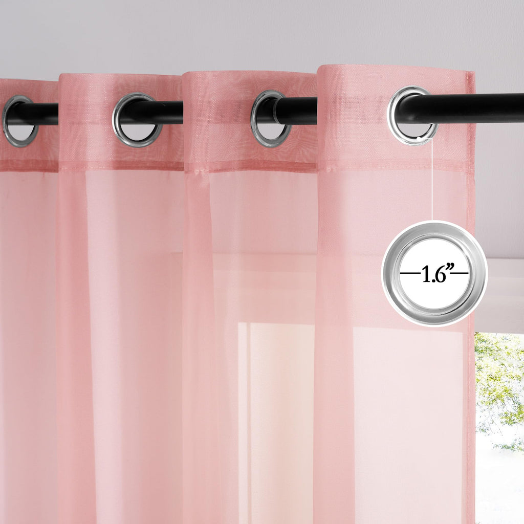 NICETOWN Voile Sheer Baby Pink Curtains for Girls Room, Grommet Light Filtering Sheer Window Treatments Airy & Elegant for Nursery/Bedroom, 2 Panels, W54 x L84