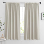 RYB HOME Curtains for Bedroom 84 inches Long 2 Panels Set, Privacy Thermal Insultaed Sunlignt Heat Blocking Drapes for Nursery Rental Room, Width 42 by Length 84, Natural