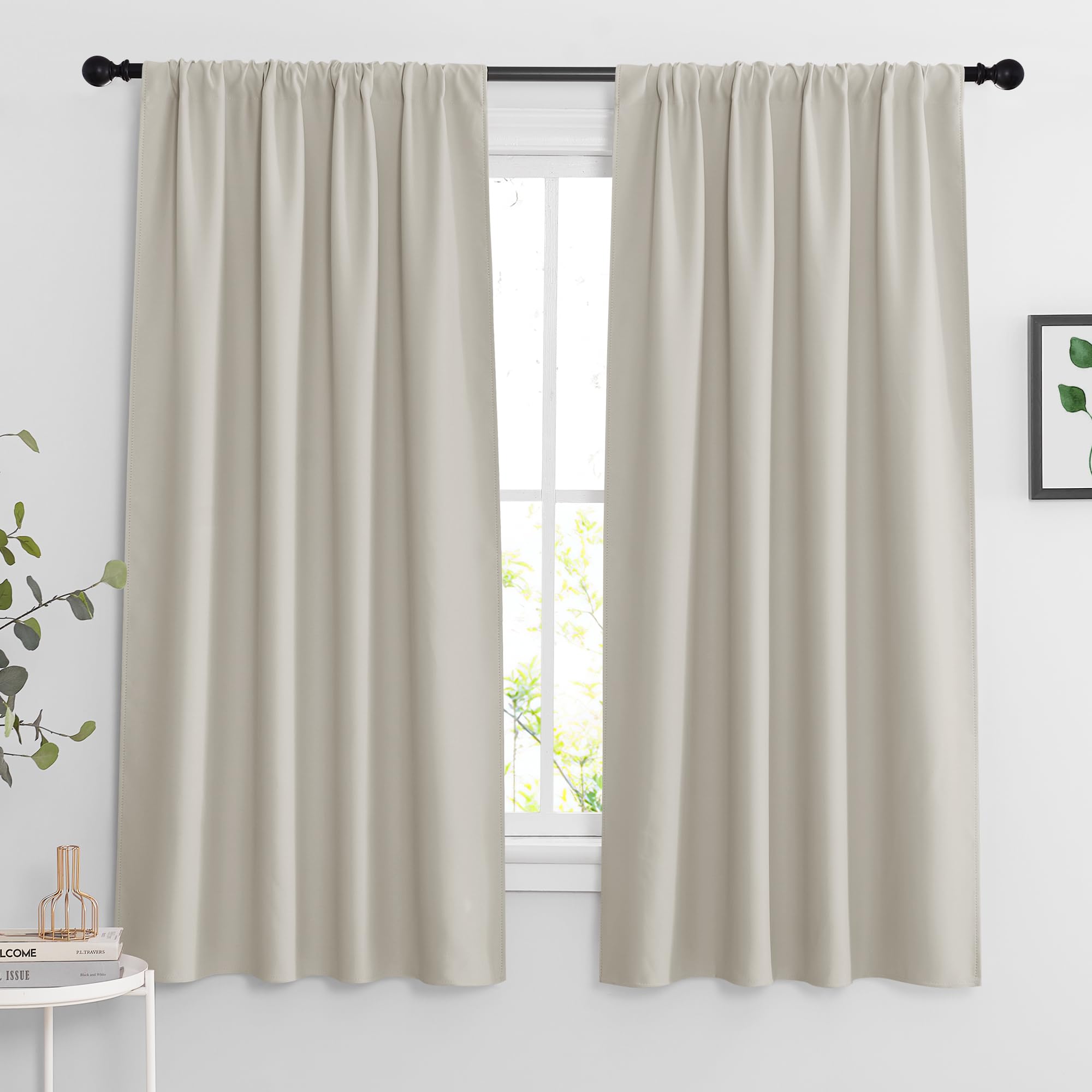 RYB HOME Extra Wide Curtains for Bedroom Living Dining Room 63 inches Long