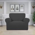 Easy-Going Stretch Oversized Chair Sofa Slipcover 1-Piece Couch Sofa Cover Furniture Protector Soft with Elastic Bottom for Kids Spandex Jacquard Fabric Small Checks Dark Gray