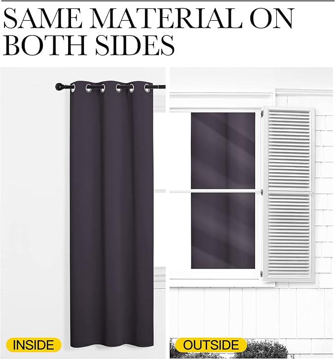 NICETOWN Bedroom Blackout Draperies Panels, 2 Panels, 42 x 72 Inch, Greyish Purple, Three Pass Microfiber Noise Reducing Thermal Insulated Solid Ring Top Window Curtains