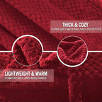 Exclusivo Mezcla Fleece Bed Blanket King Size, Super Soft and Warm Blankets for Couch, Sofa and Bed Waffle Textured, Cozy, Fuzzy and Lightweight (Deep Red, 90x104 Inches)